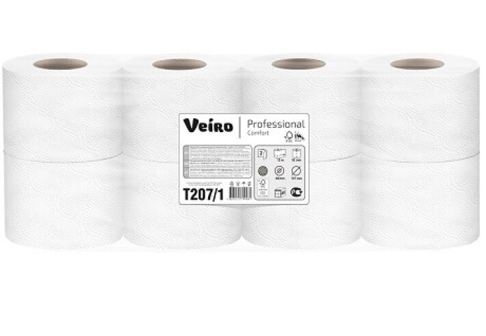 Туалетная бумага Veiro Professional Comfort 2 сл, 8 рул (белая, 25 м)