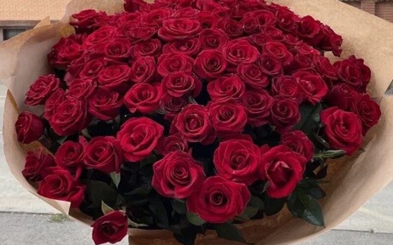 101 роза красная 50 см