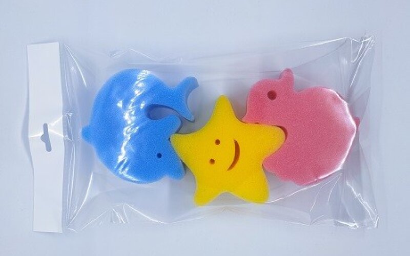 Губки для купания детский набор Утенок, Звезда, Дельфин RILLY Kids