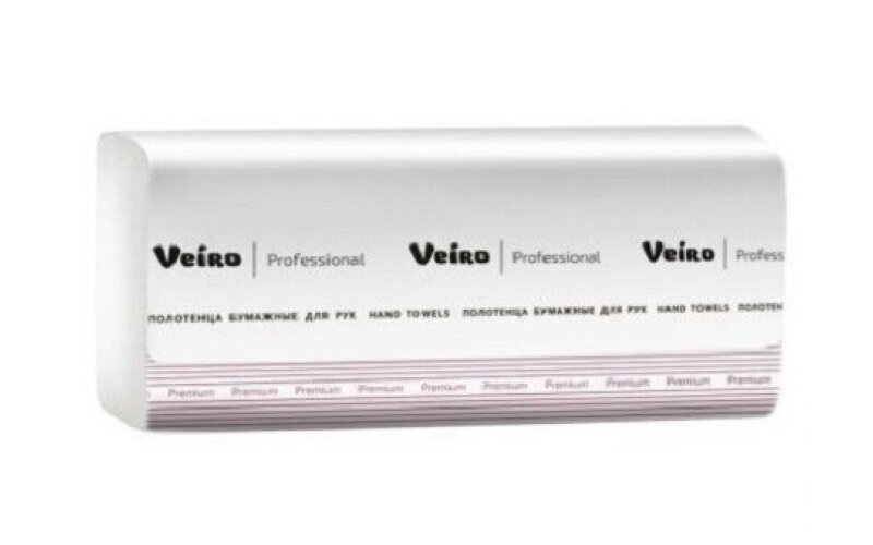 Полотенца бумажные 2 сл  Veiro Professional Lite 200 л (белые)
