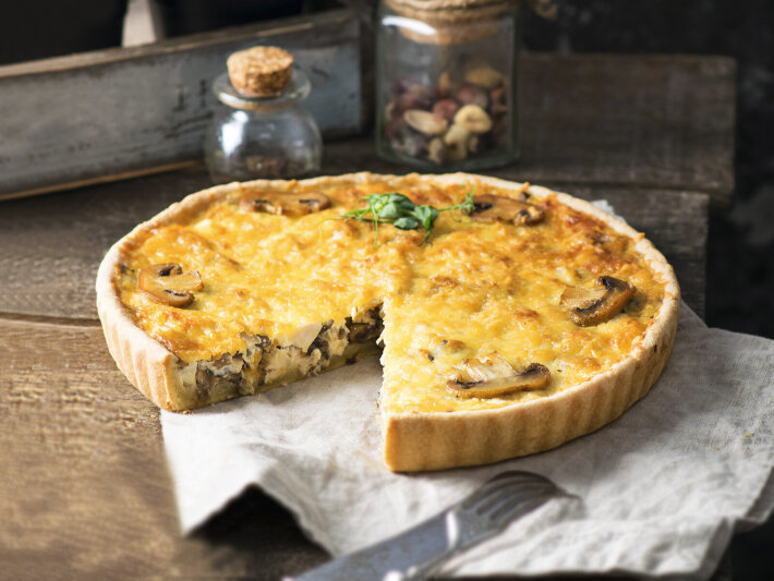Лоранский пирог с курицей и грибами