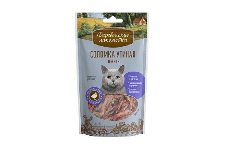 Лакомство для кошек Деревенские соломка утиная нежная