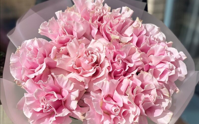 Вывернутые розы нежно-розовые 11шт