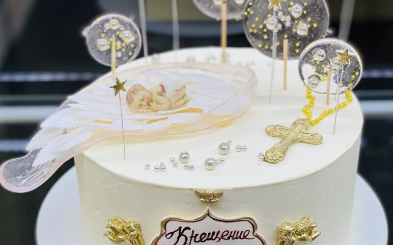 Торт Праздничный № 460, декор крещение детей
