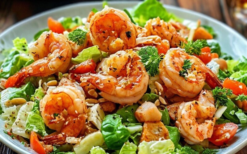 Салат Цызарь зъ креветками