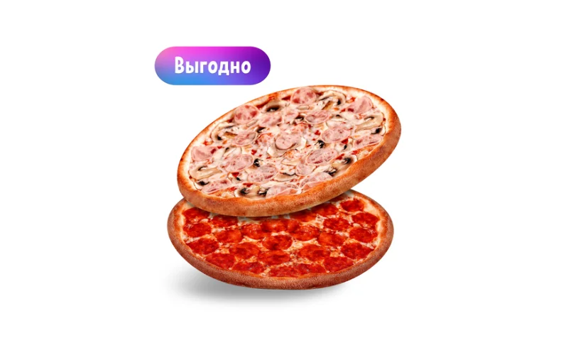 Пепперони и Ветчина и грибы (32 см)