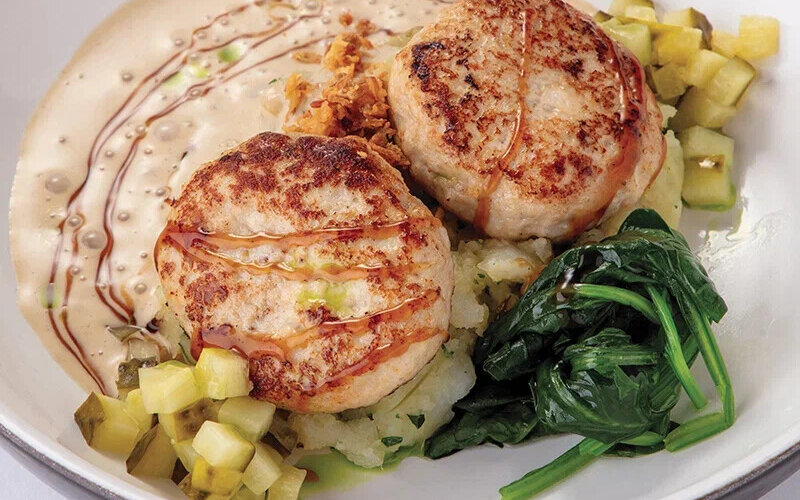 Котлеты из мяса индейки, с картофельным кремом