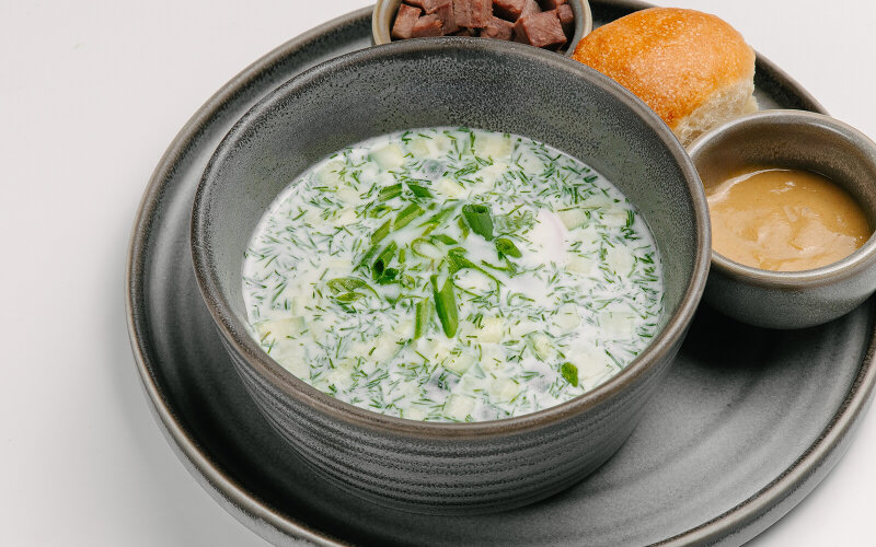 Окрошка с говяжьим языком
